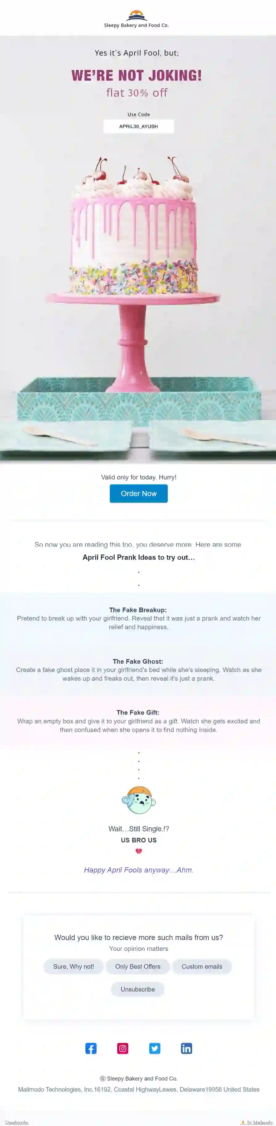 Free April Fool's Day Email Template