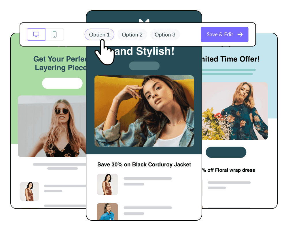Final step of selecting the right template with AI email template creator Final step of selecting the right template with AI email template creator