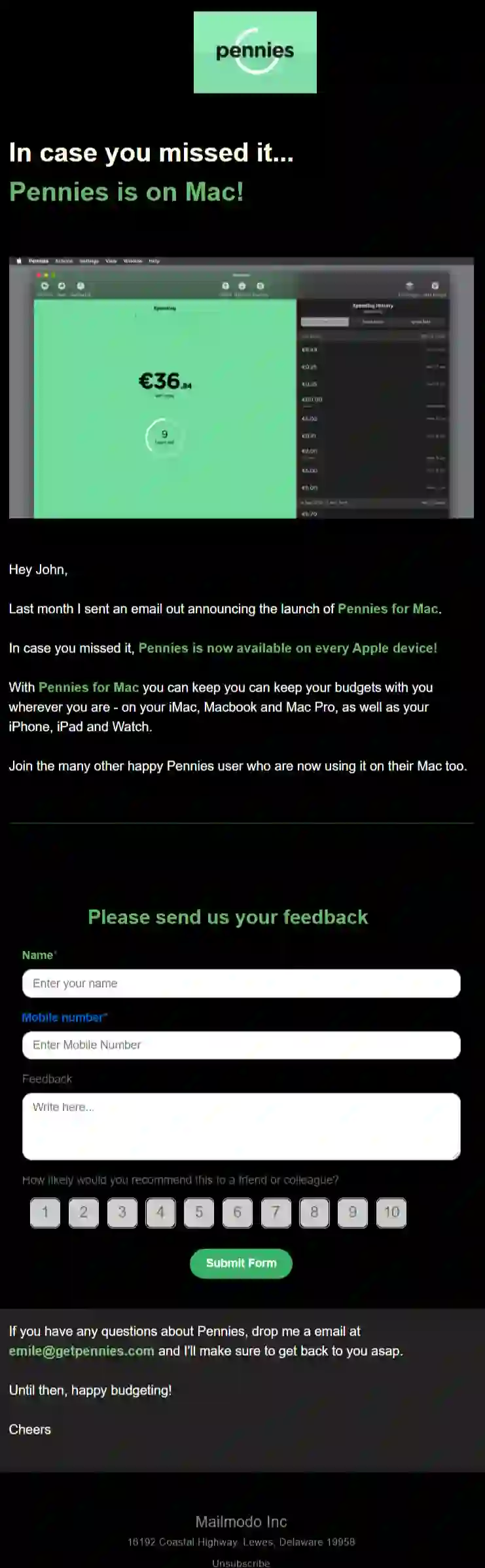 Free Product Announcement Email Template