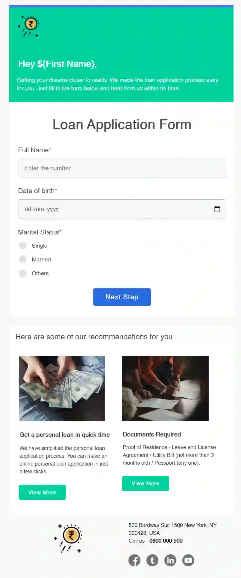 Free Loan Application Form Email Template