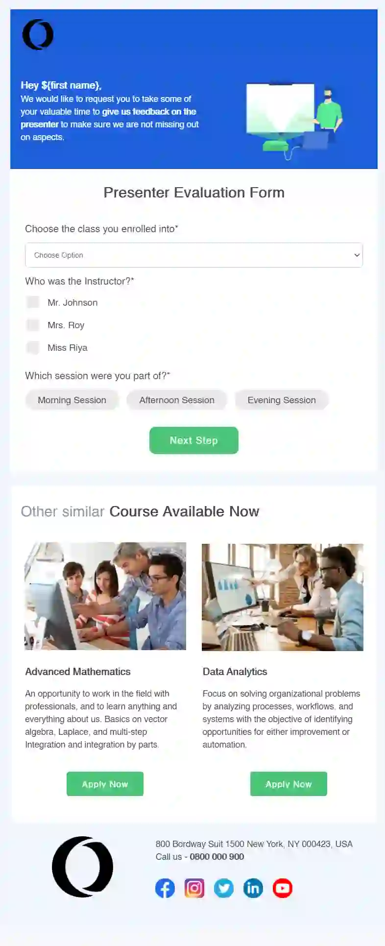 Free Presentation Evaluation Form Email Template