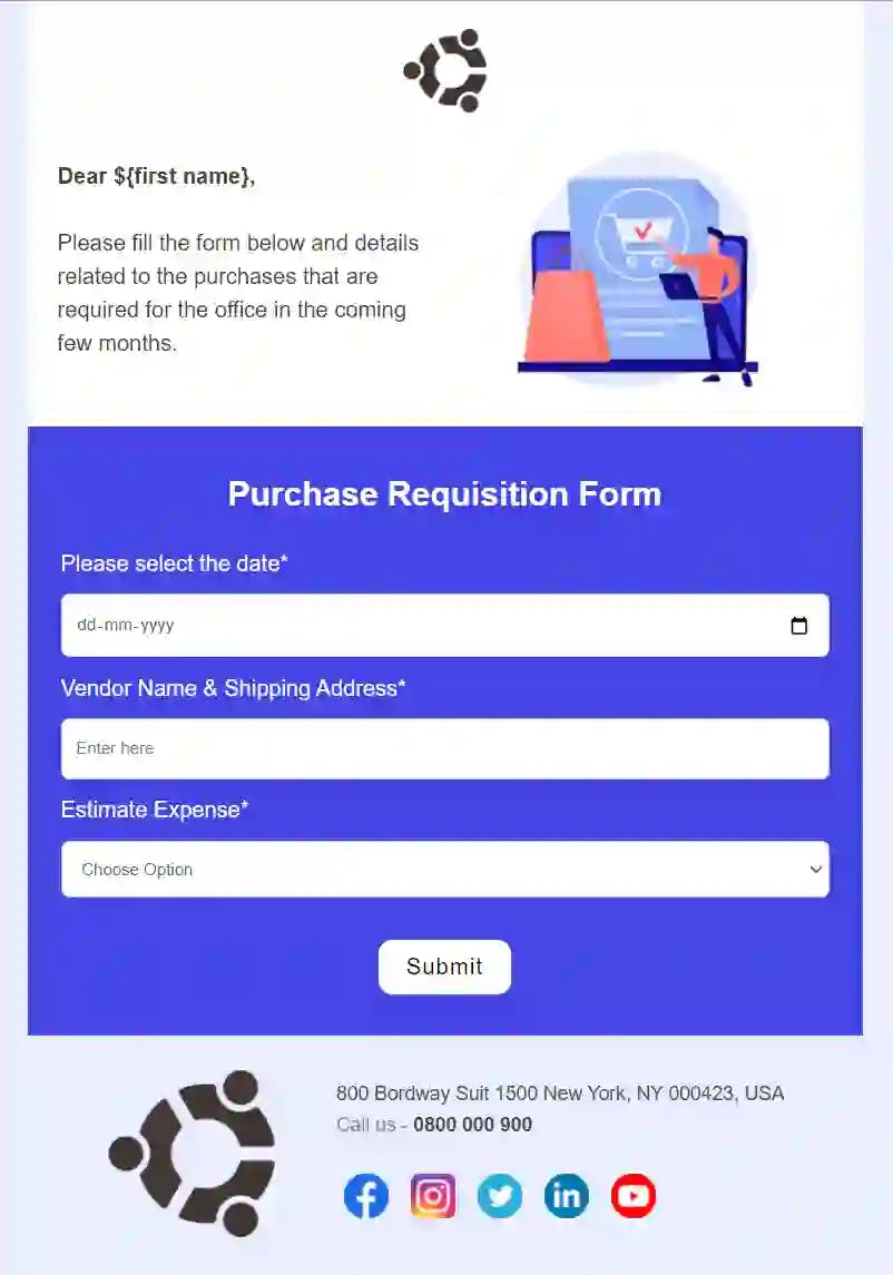Purchase Requisition Form Email Template