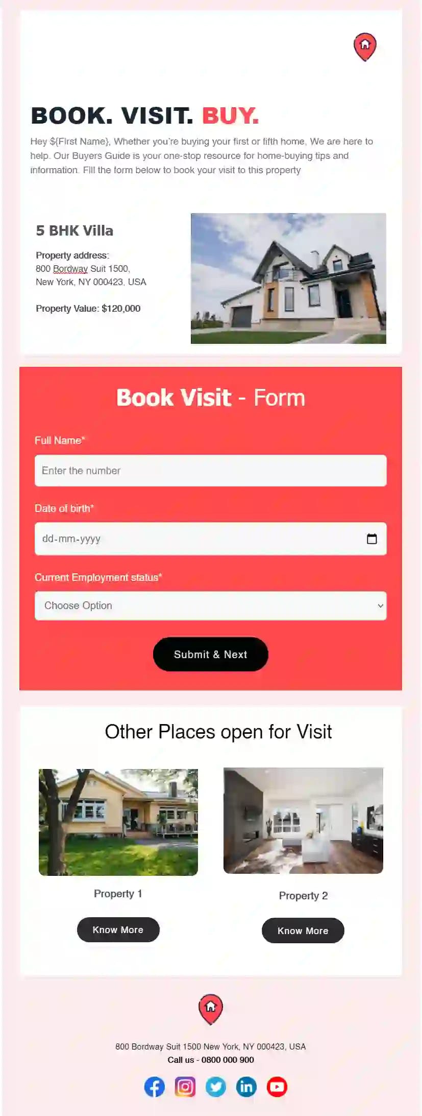 Free Property Visit Form Email Template