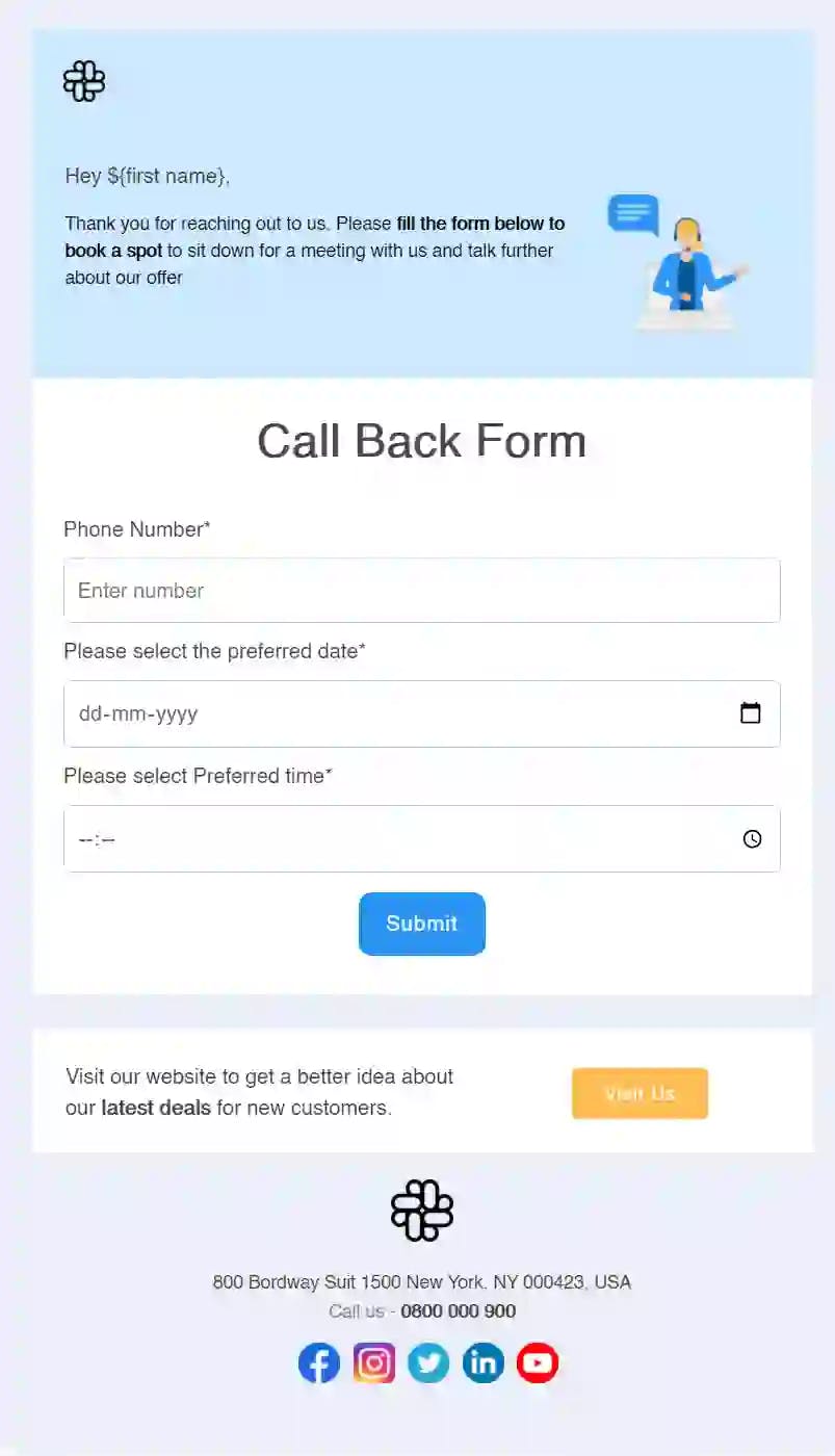Call Back Email Template