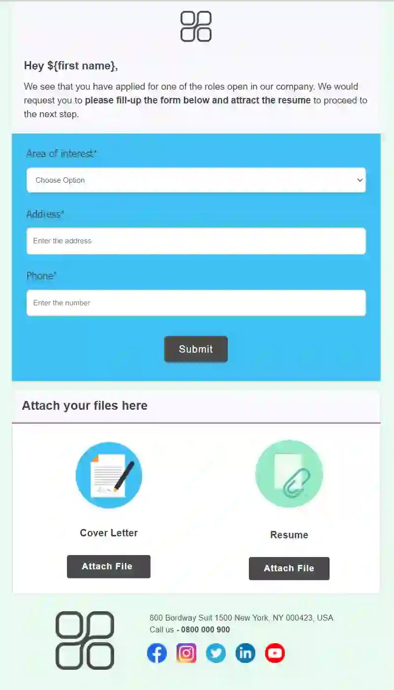 Data Collection Form Email Template