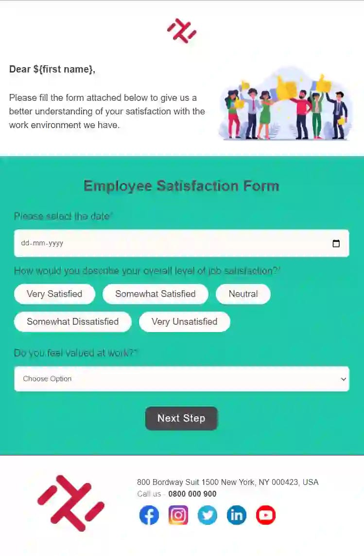 Free Employee Satisfaction Survey Email Template