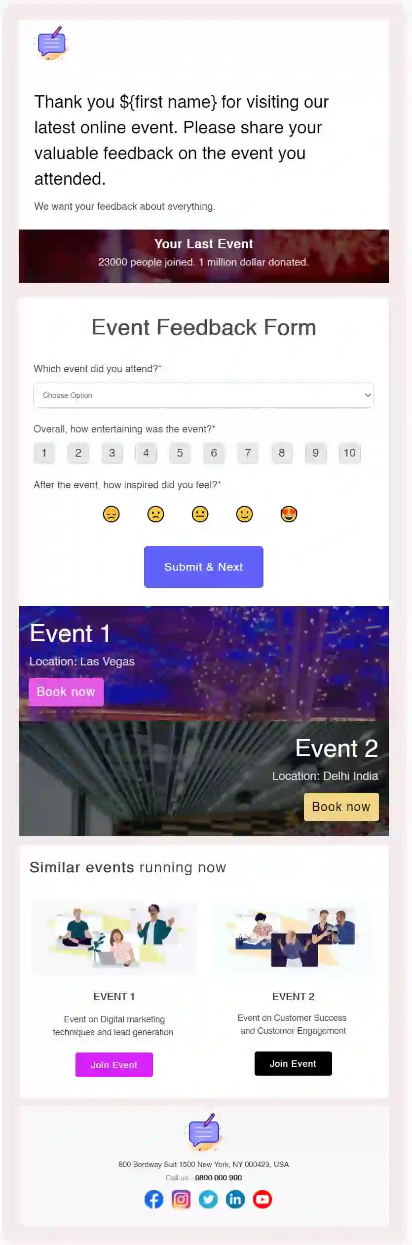 Event Feedback Form Email Template