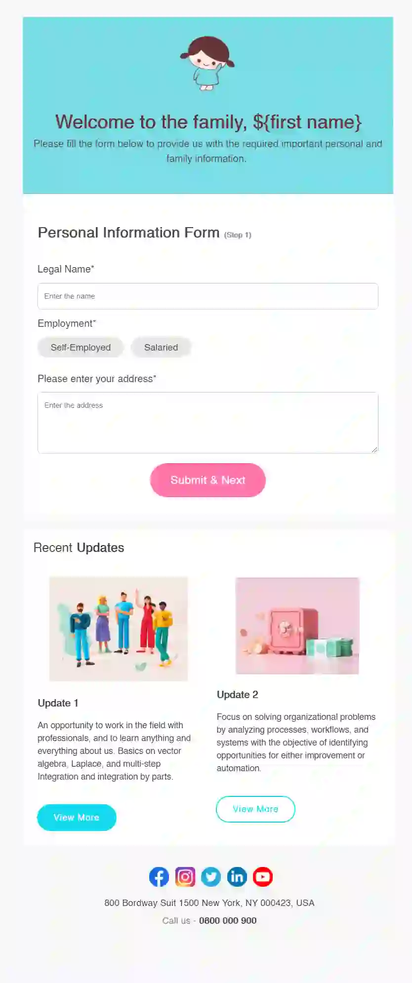 Free Personal Information Form Email Template