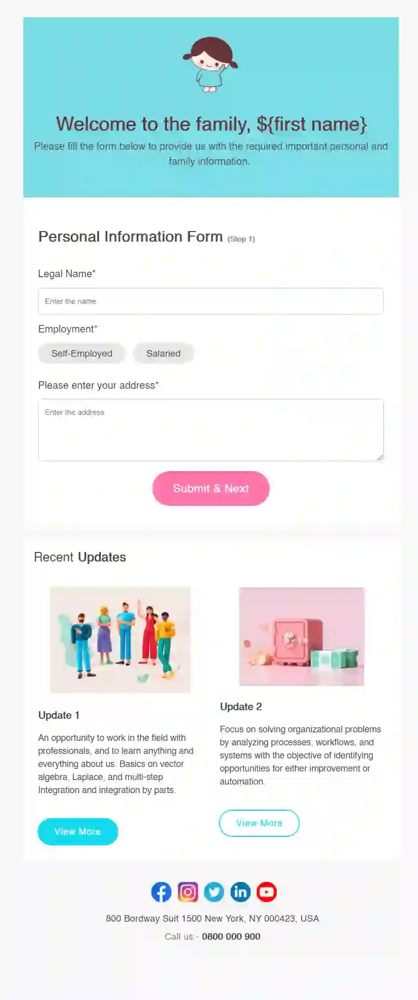 Free Personal Information Form Email Template