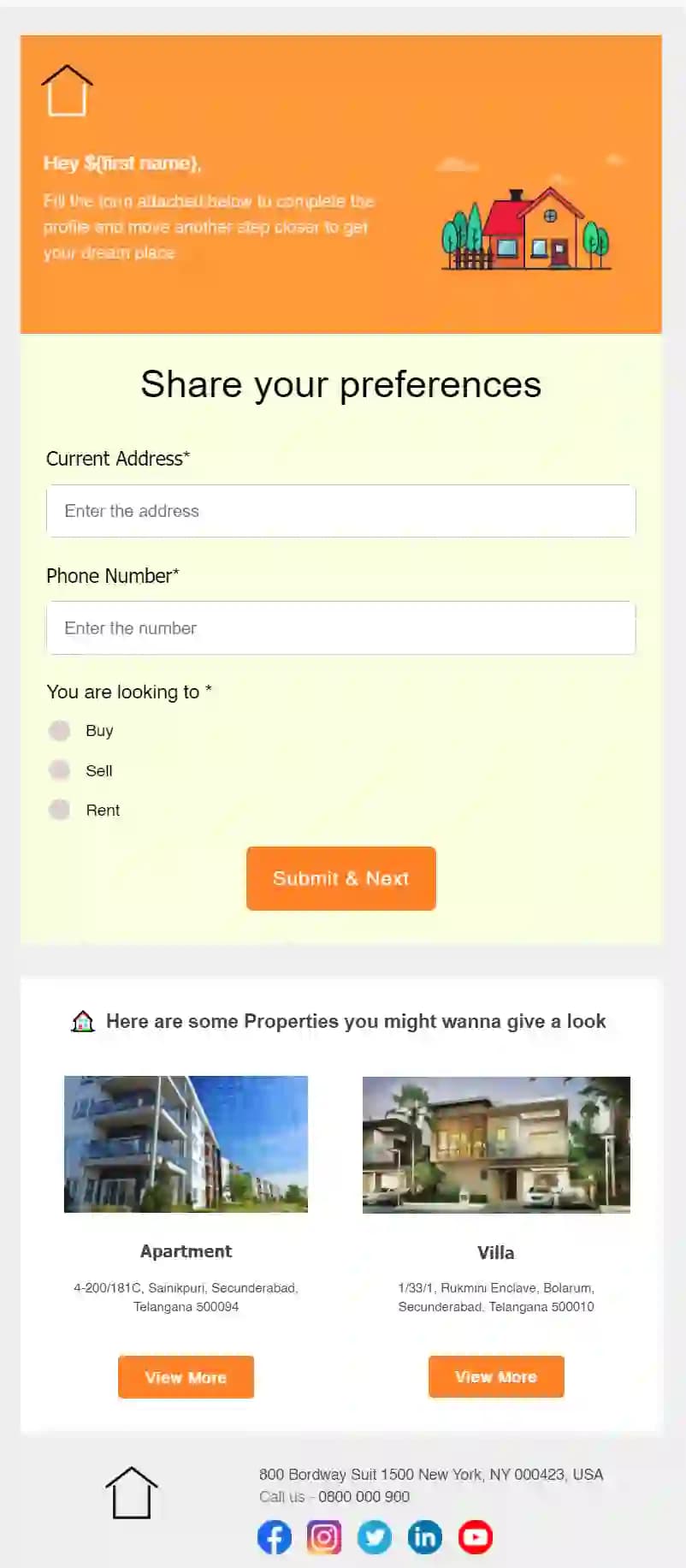 Free Real Estate Client Information Form Email Template