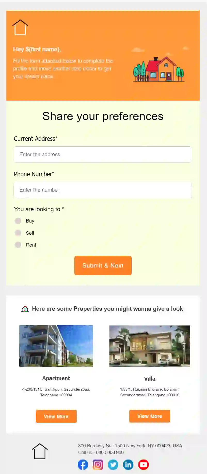 Free Real Estate Client Information Form Email Template