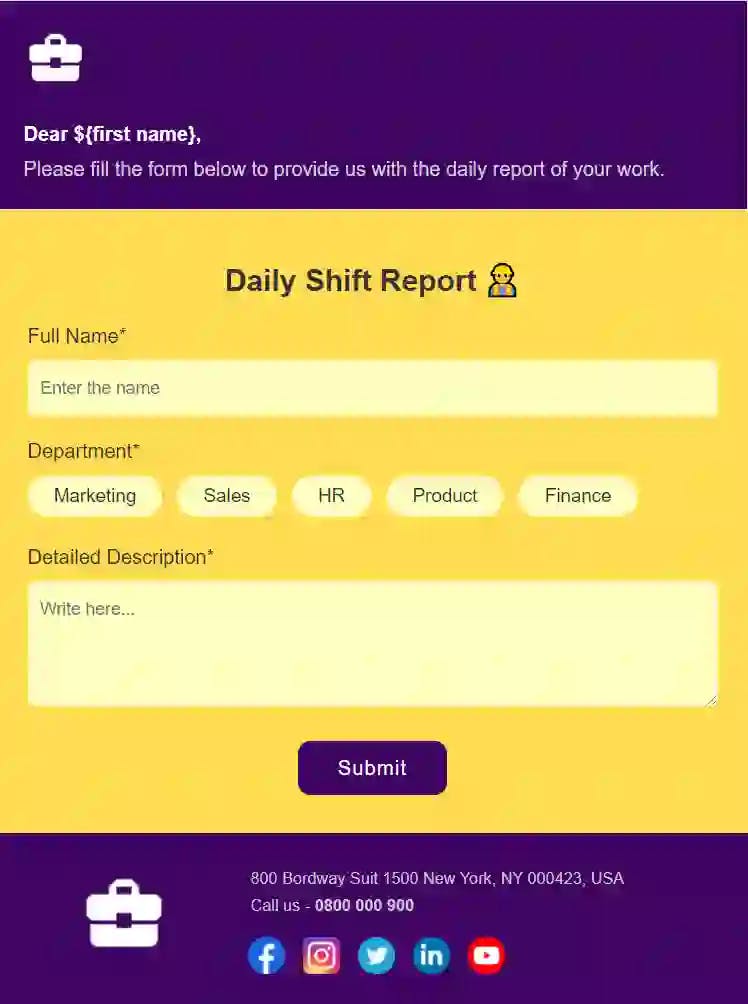 Free Shift Report Email Template
