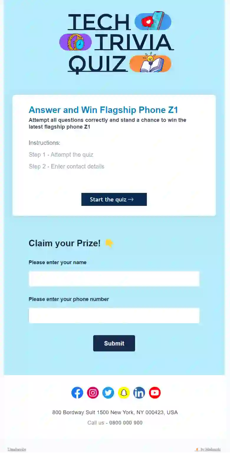 Free Tech Trivia Email Quiz Template