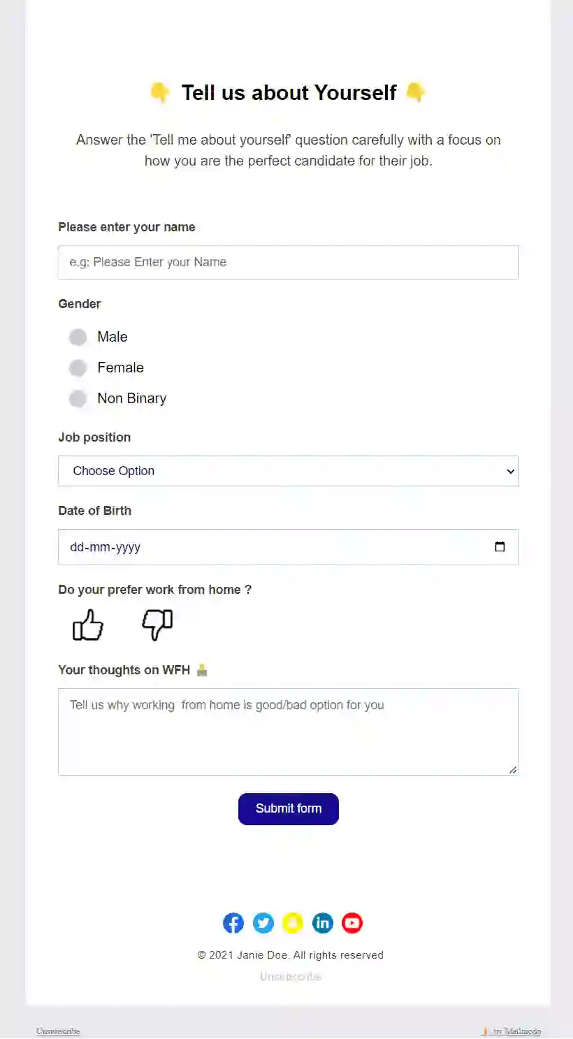 Enquiry Form Email Template