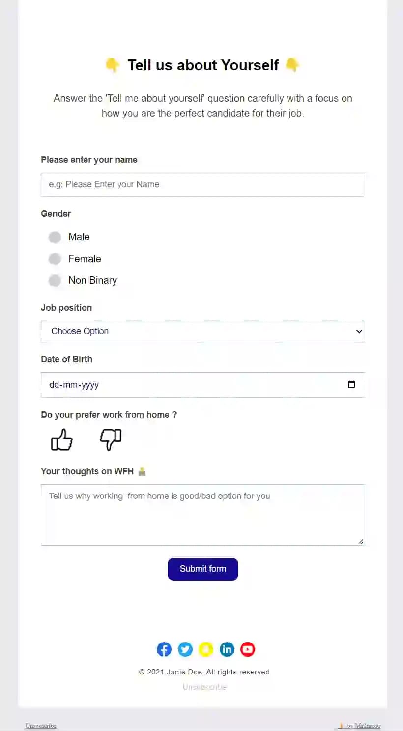 Free Enquiry Form Email Template