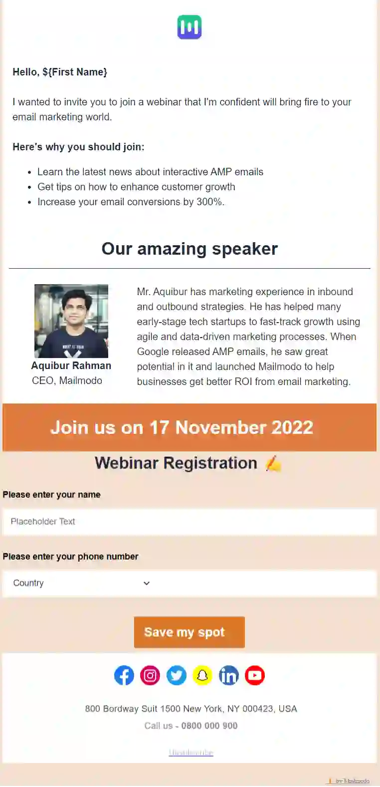Webinar Booking Email Template