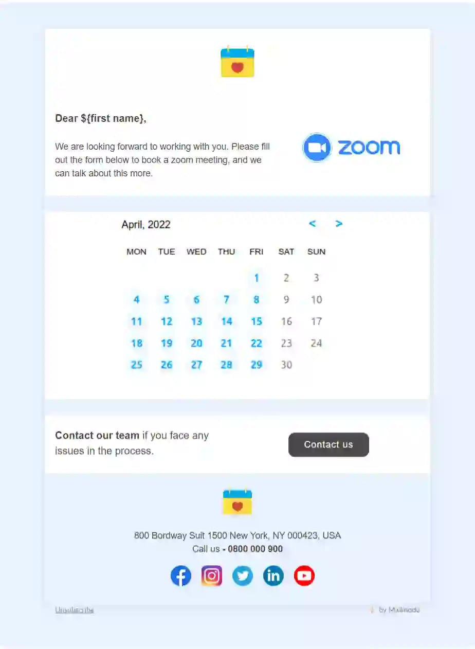 Schedule Meeting Email Template