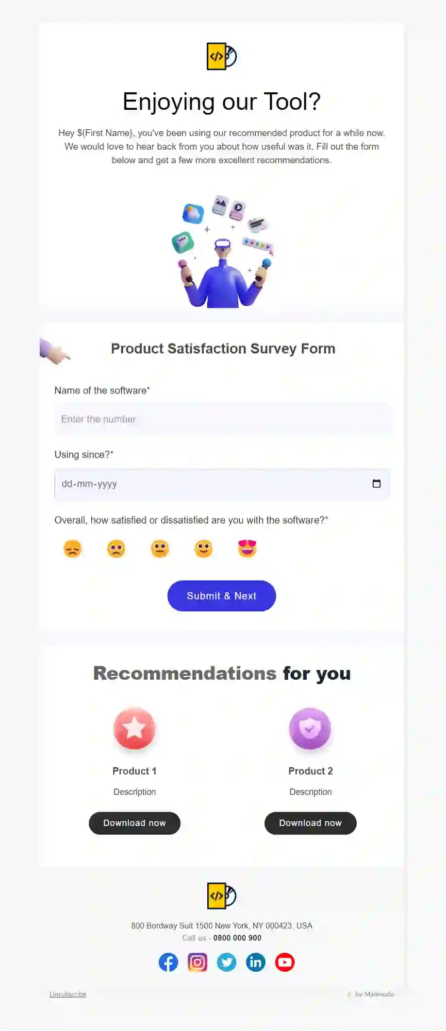 Product Satisfaction Survey Email Template