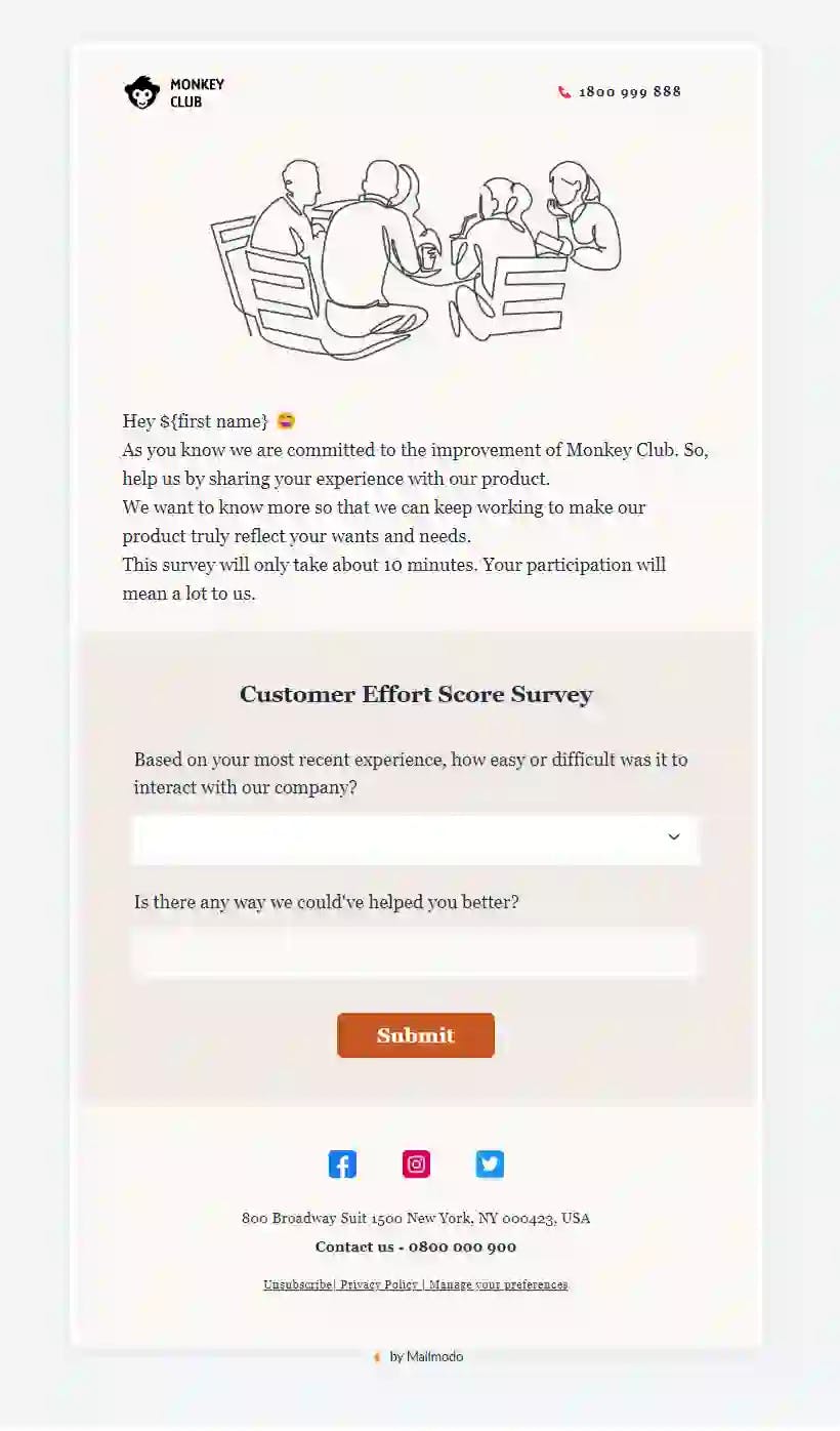 Free Customer Effort Score (CES) Survey Email Template