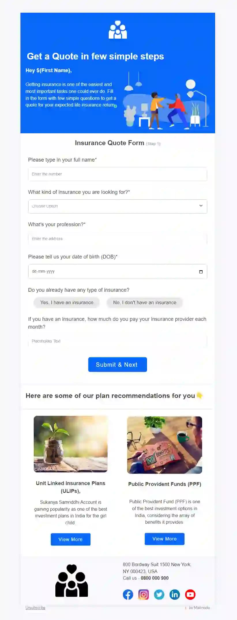 Free Insurance Quote Form Email Template