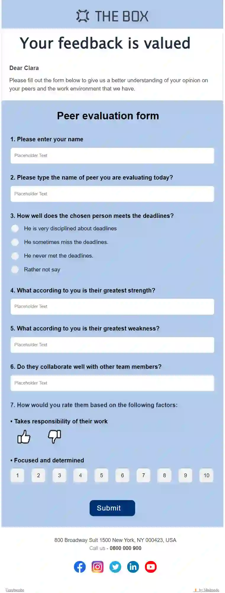 Free Peer Evaluation Form Email Template