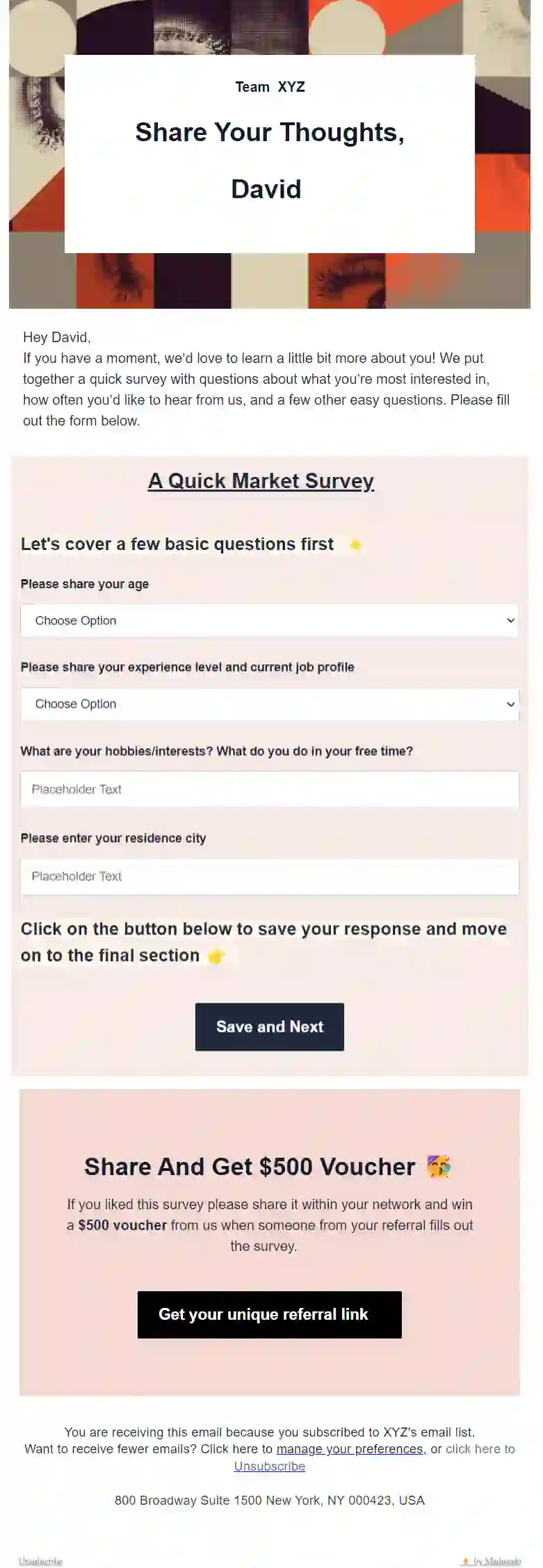 Free Market Survey Email Template