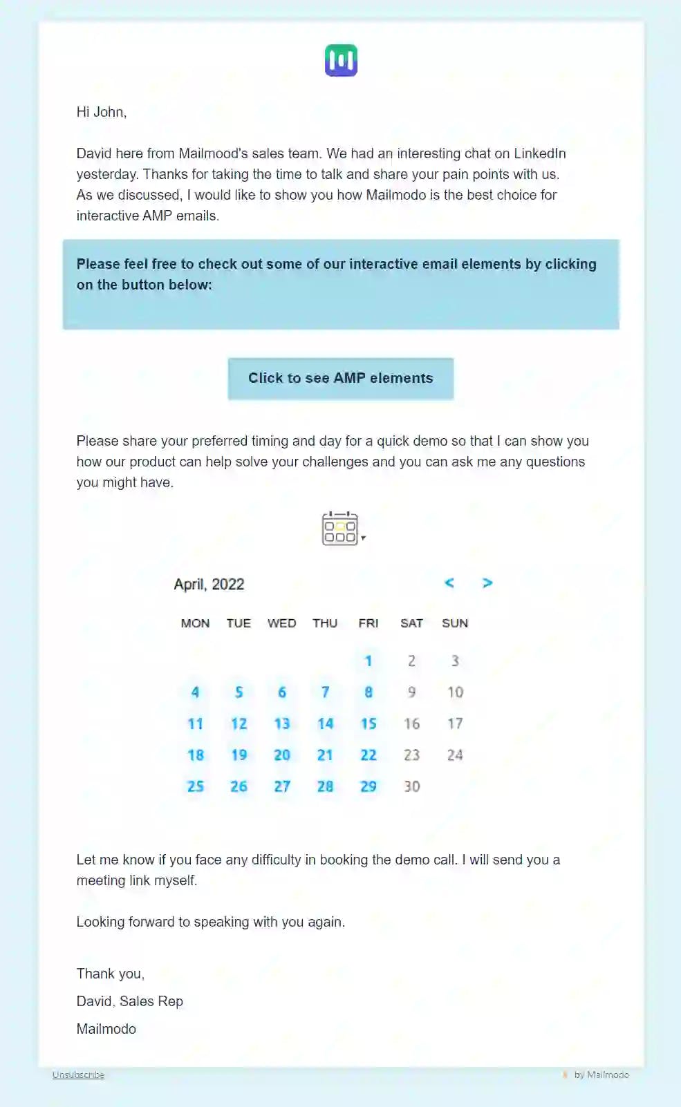 Demo Booking Email Template