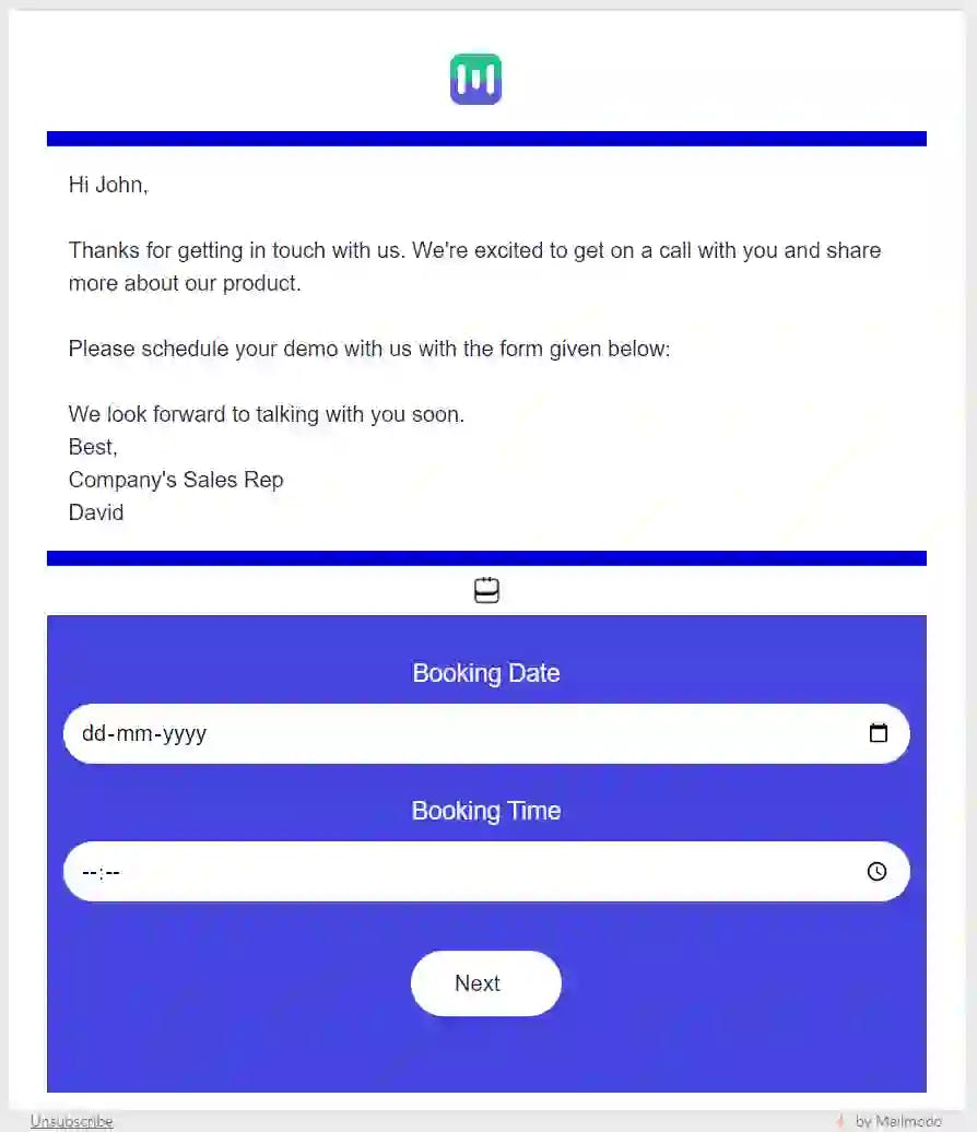 Multi-step Demo Booking Email Template