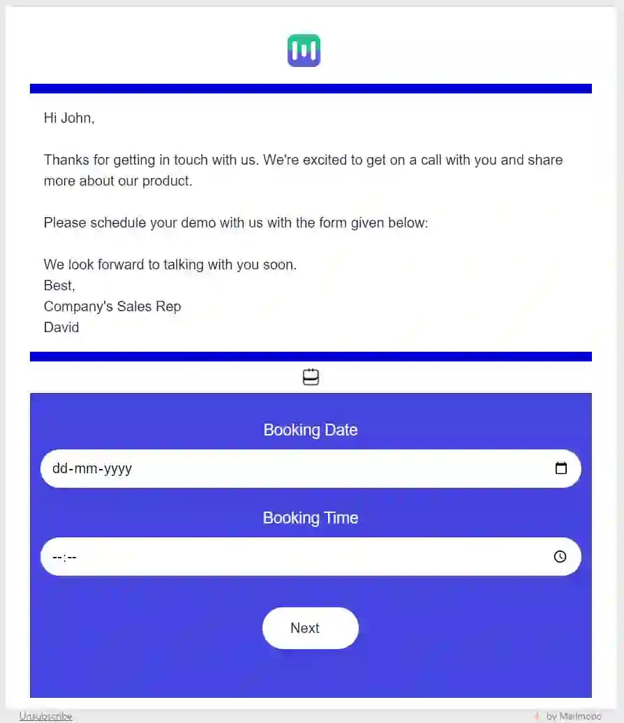 Free Multi-Step Demo Booking Email Template