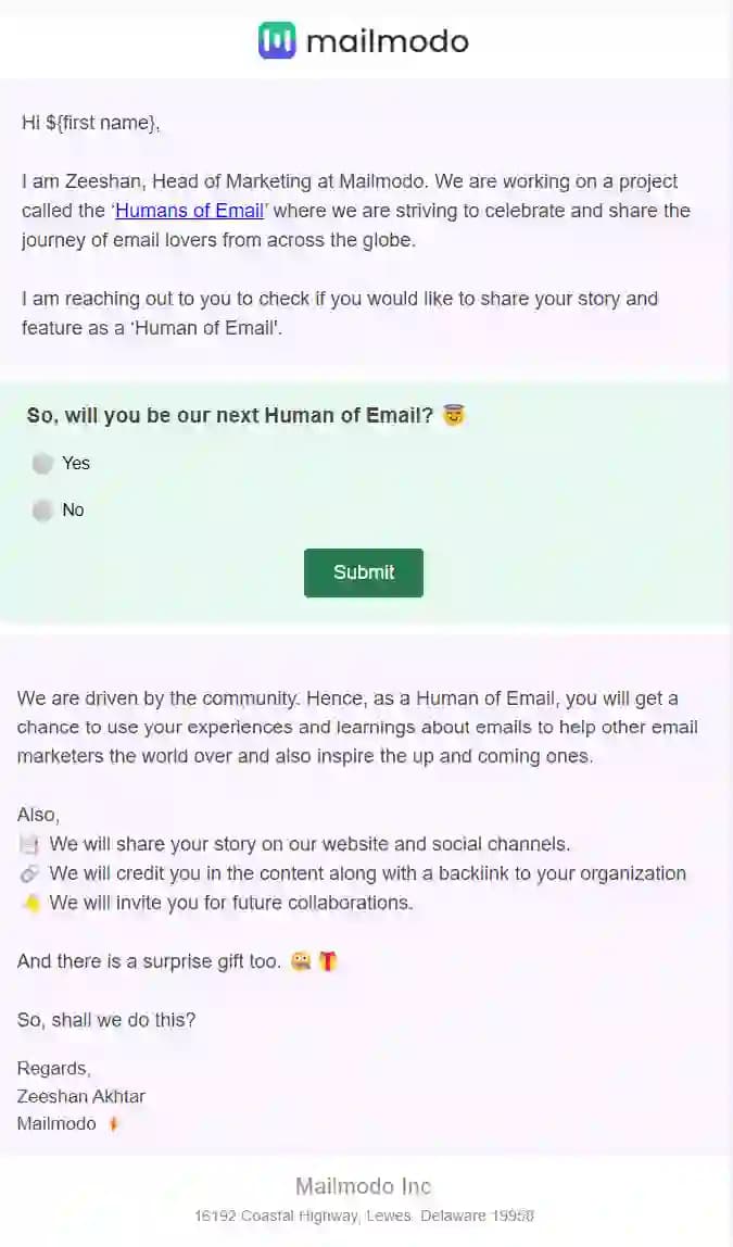 Free Pre Survey Email Template