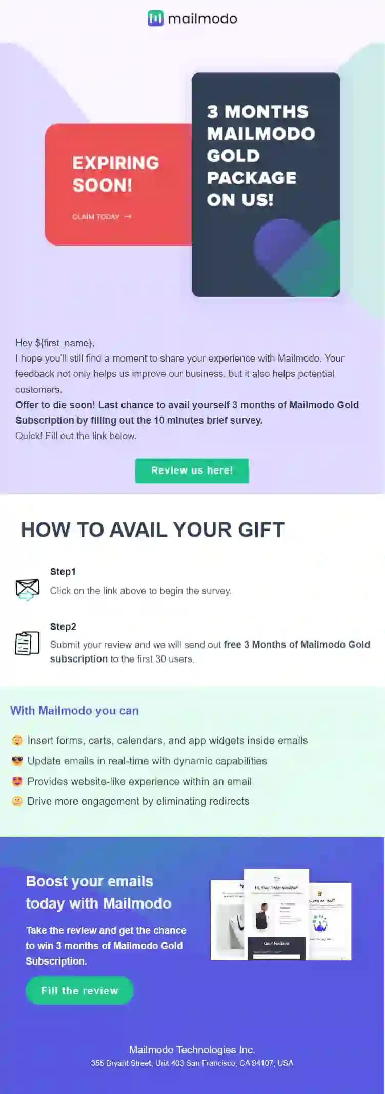 Free User Feedback Email Template