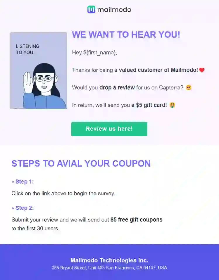 Free Capterra Product Review Email Template