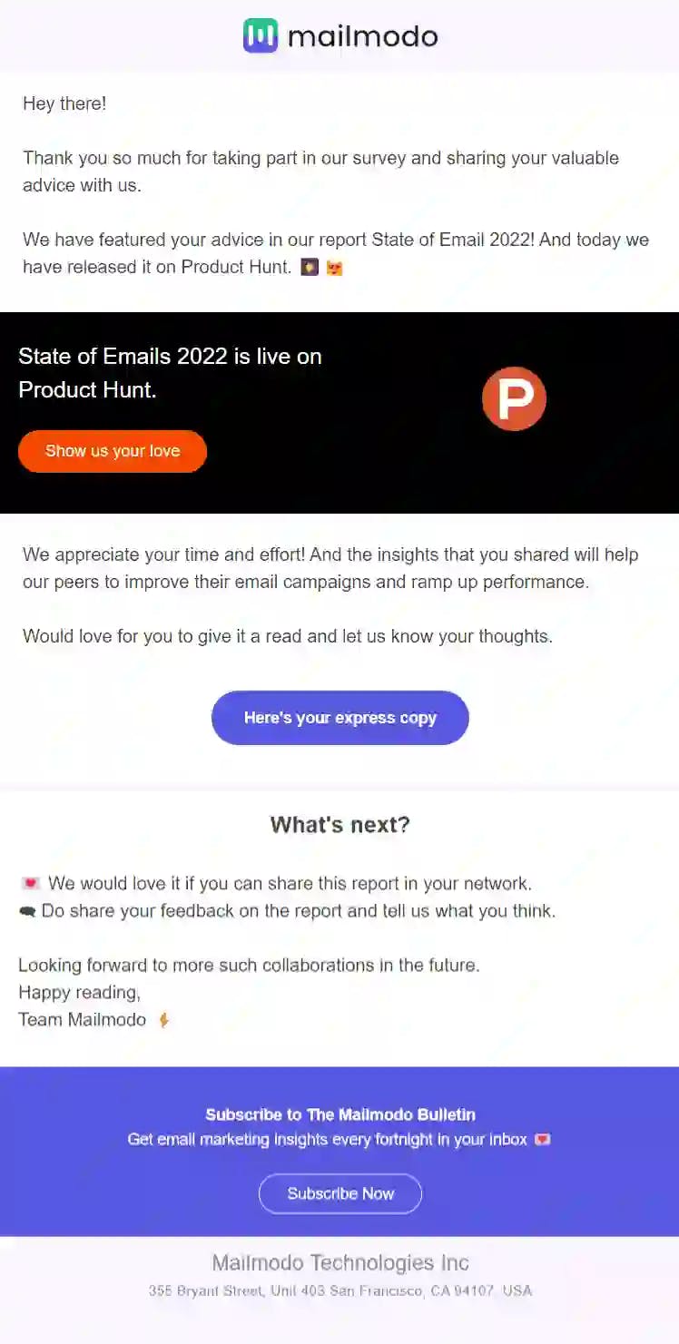 Product Hunt Launch Email Template