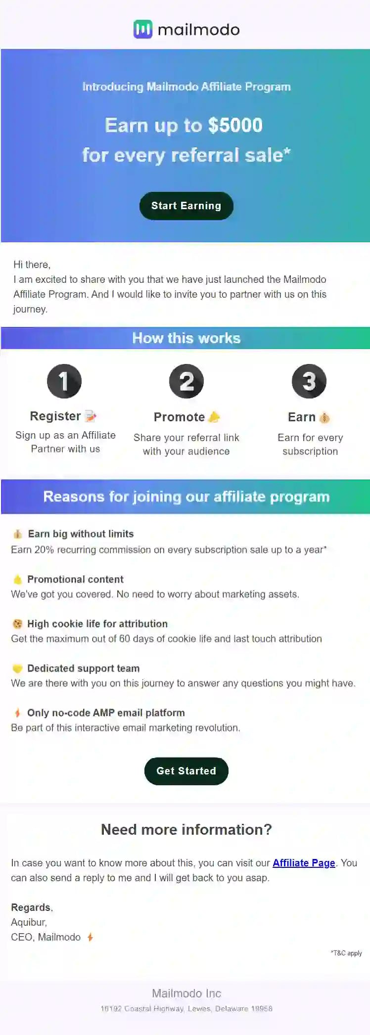 Free Affiliate Recruitment Email Template
