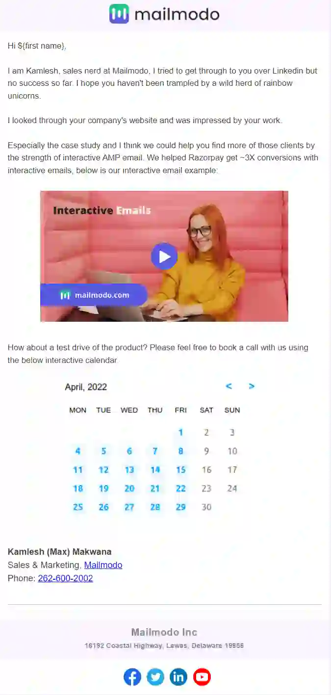 Free Cold Email Template