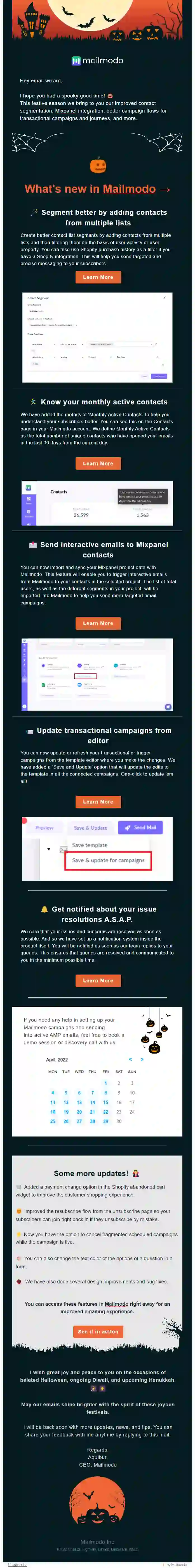 Free Halloween Product Update Email Template