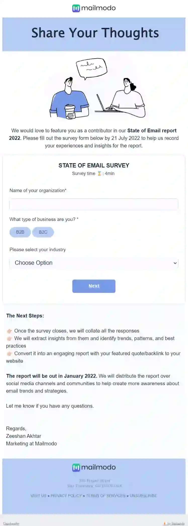 Free Multistep Email Survey For Reports Email Template