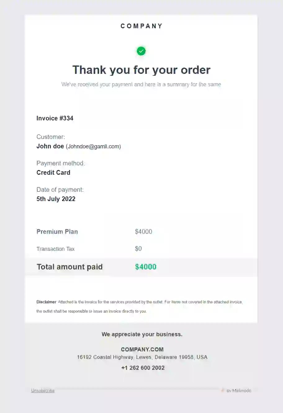Free Invoice Email Template for SaaS