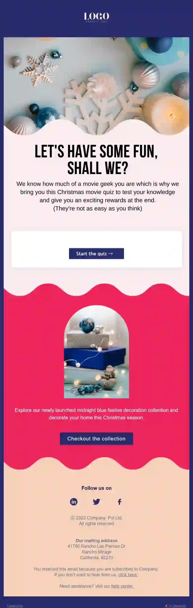 Interactive Quiz Christmas Email Template