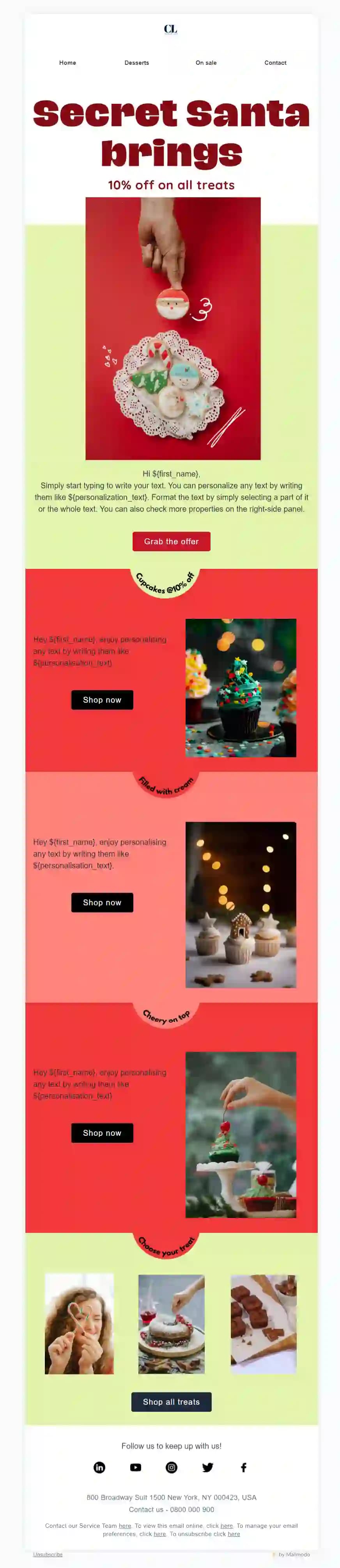 Free Single Column Christmas Email Template