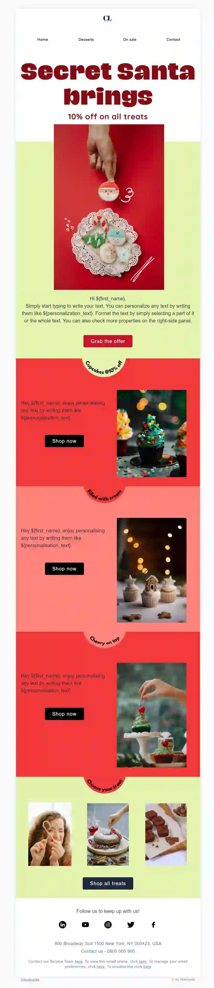 Free Single Column Christmas Email Template