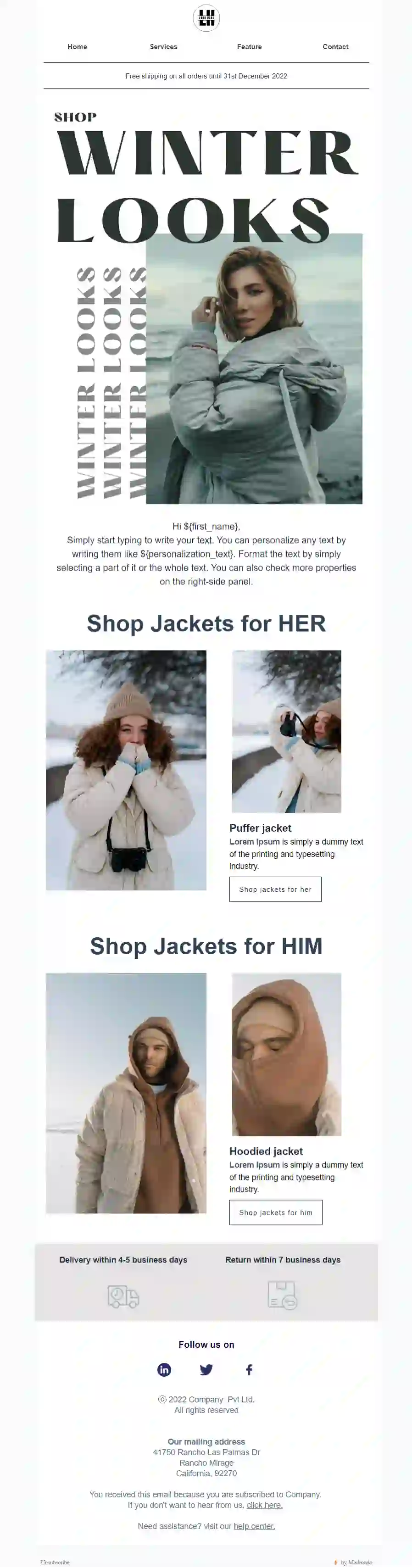 Free Winter New Collection Email Template