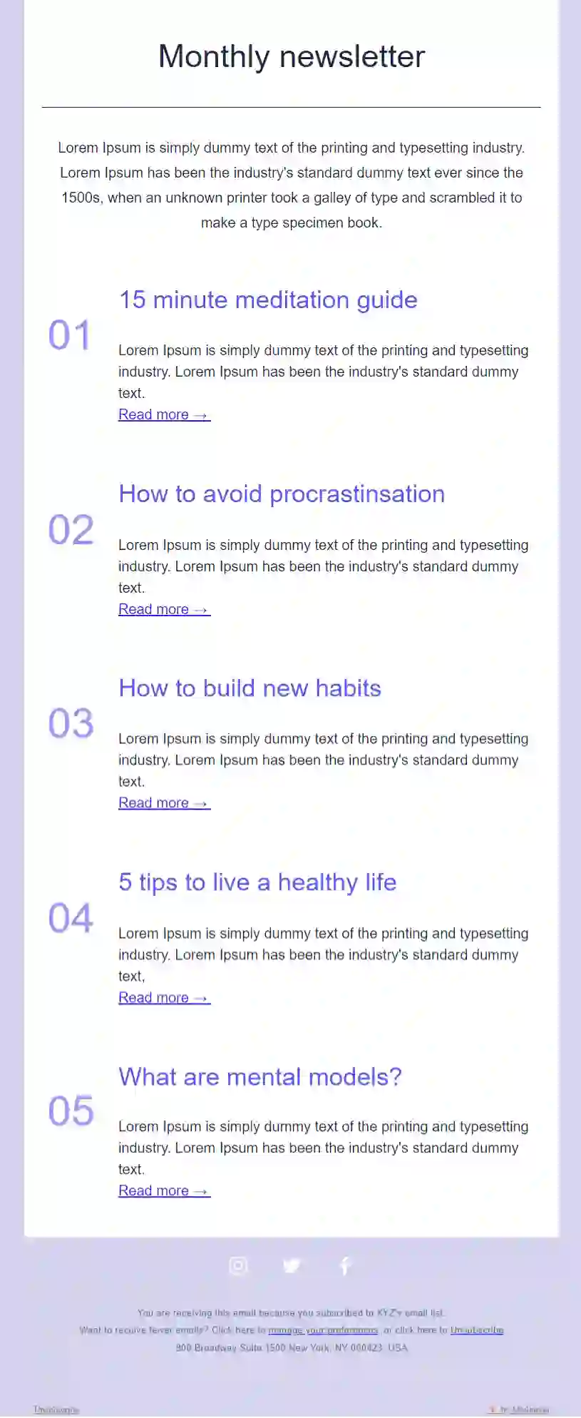Free HTML Email Newsletter Template