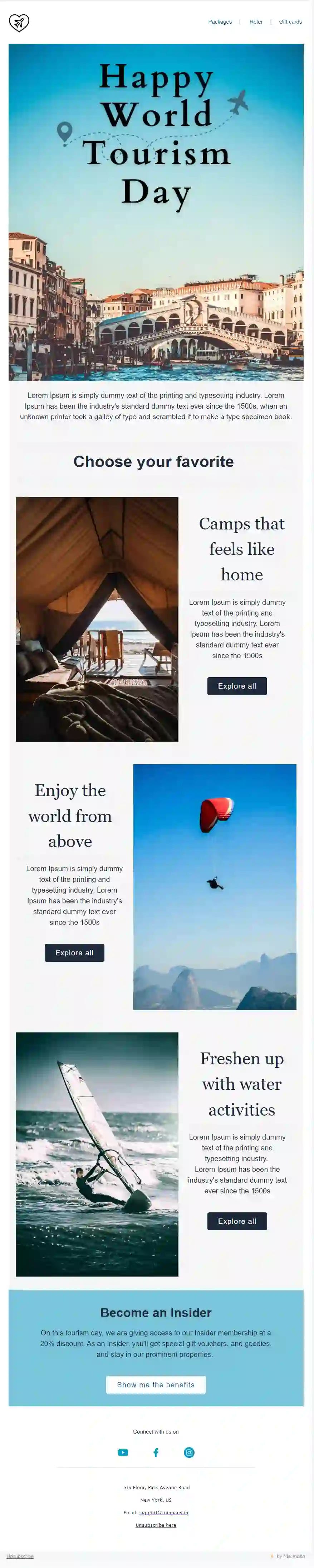 Free World Tourism Day Email Template