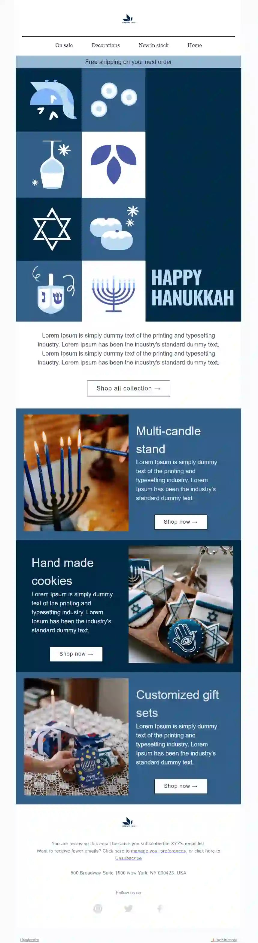 Free Hanukkah Email Template
