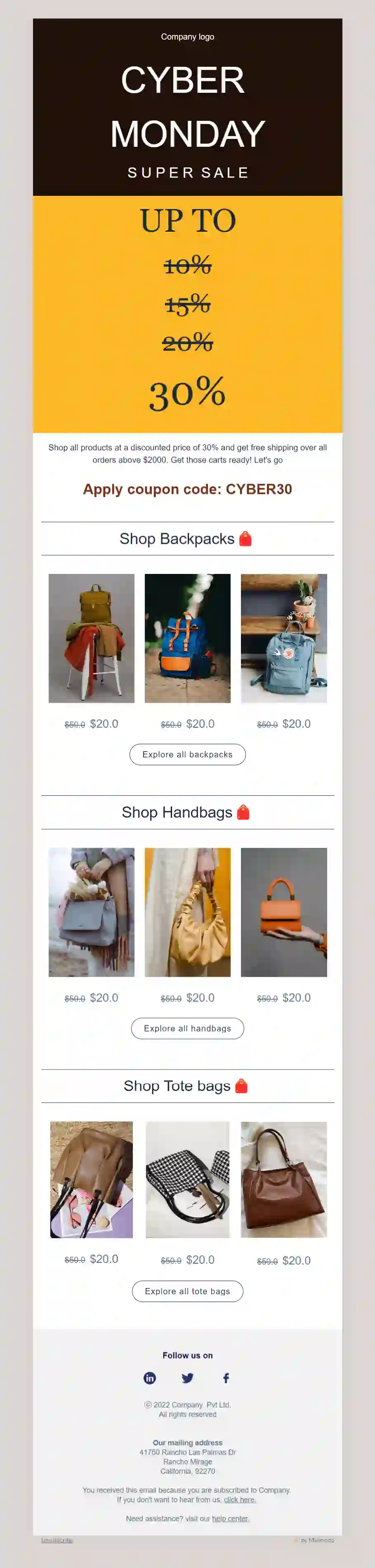 Free Cyber Monday Sale Email Template