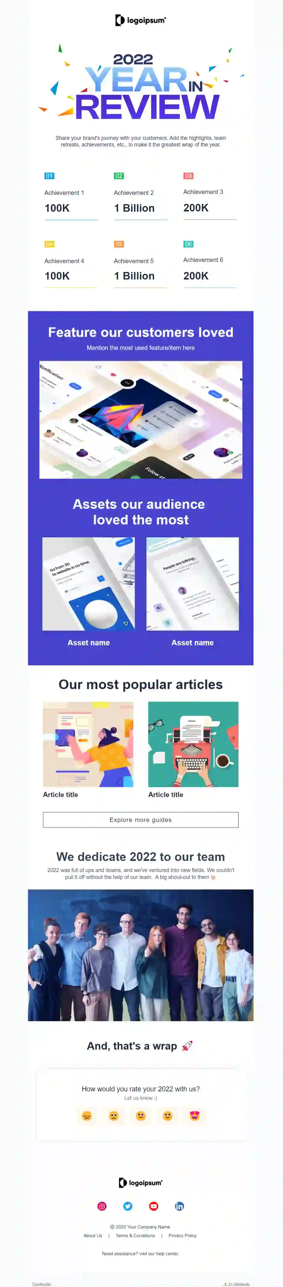 Free Year End Recap Email Template