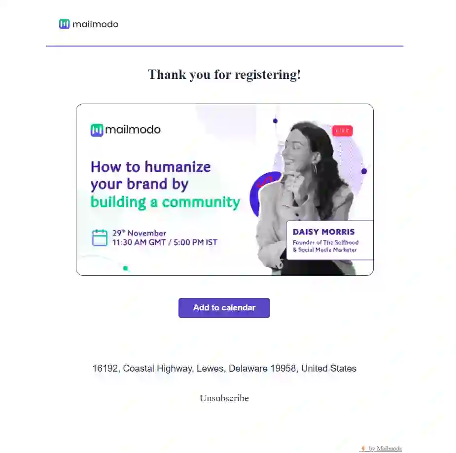 Free Add To Calendar Email Template