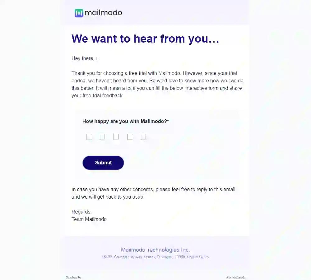 Free Trial Feedback Email Template