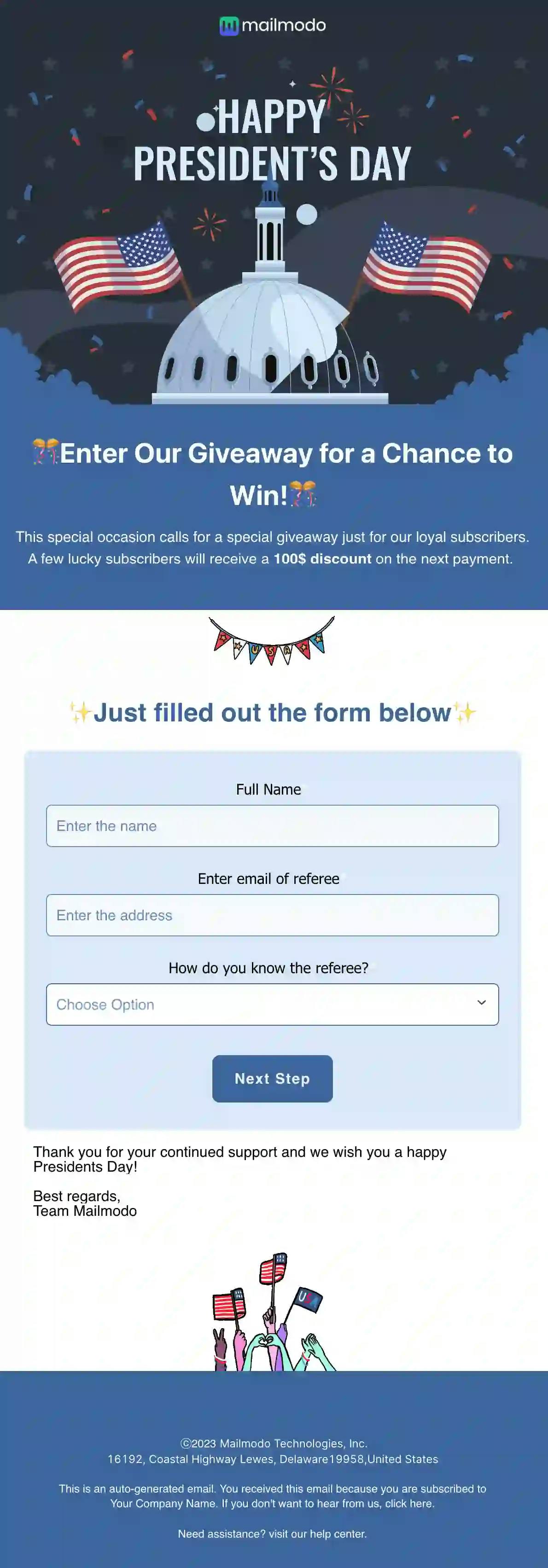 Free President's Day Email Template